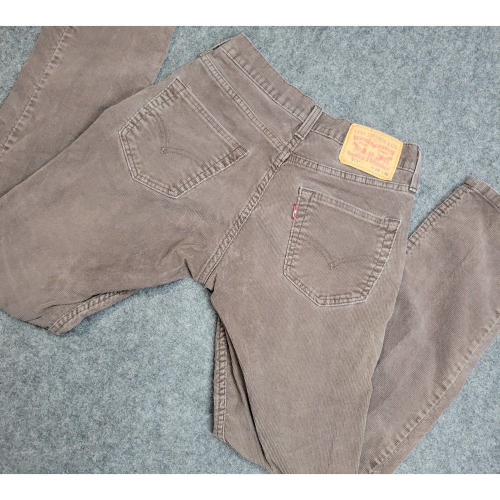 Levis 511 Pants Womens 28x30 Brown Corduroy Stretch Red Tab Y2K Preppy Slim